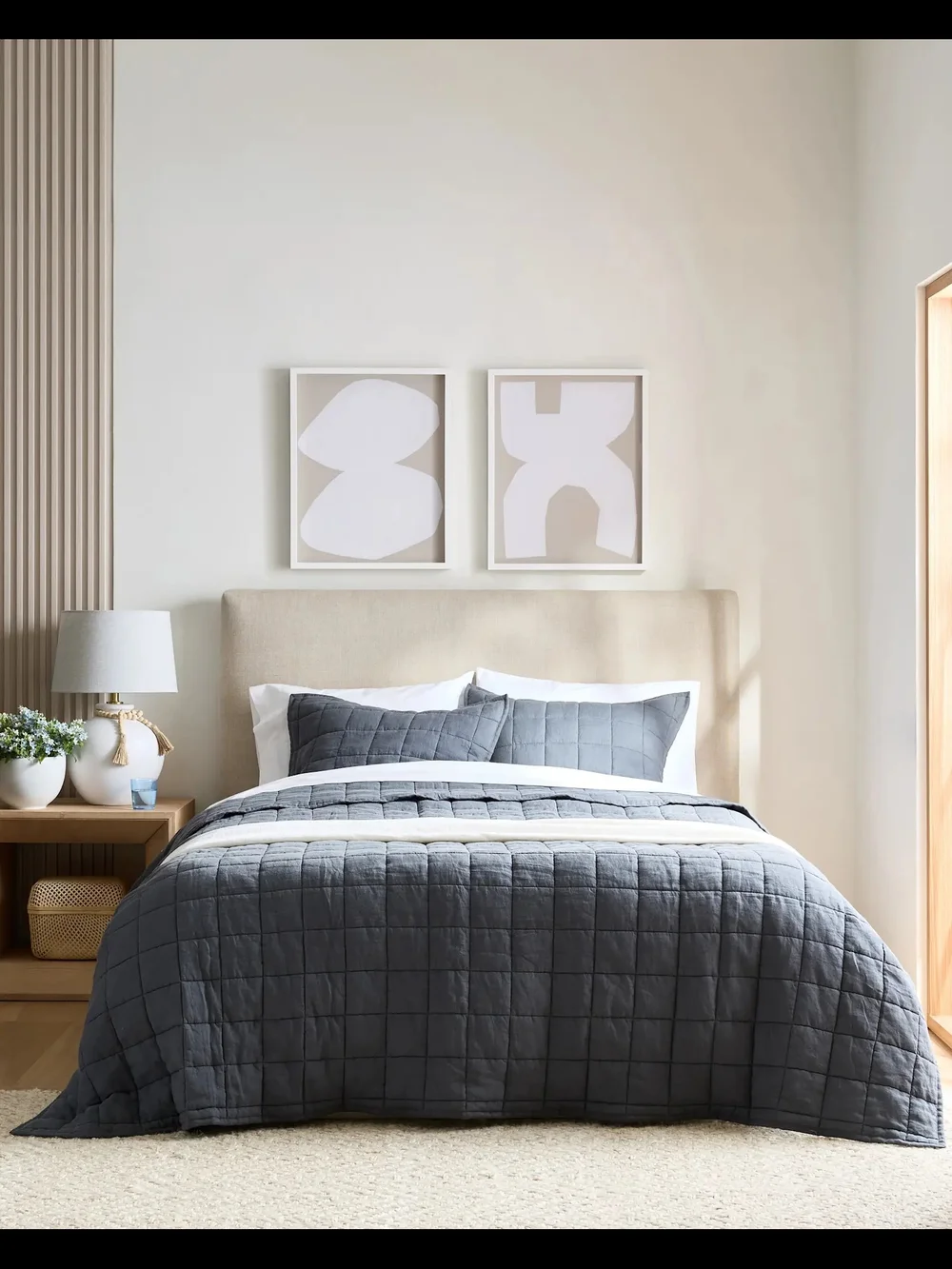 Quince cozy Quilted Weighted Comforter - Slate Blue